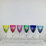 6 Roemer wine glasses, Saint-Louis crystal, Chantilly pattern