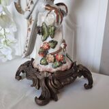 Parrot Candle Holder, Enameled Porcelain and Bronze, Late 19th Century