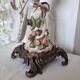 Parrot Candle Holder, Enameled Porcelain and Bronze, Late 19th Century