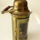Decorative brass and glass oil lamp, wind light with wooden handle, vintage from the 1970s