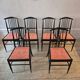 The Modernity, set of six chairs, model Charlotte, black lacquered wood.