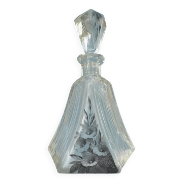 Carafe à décanter en verre taillé tchèque bohème Art déco Karl Palda