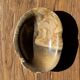 Dark beige oval petrified wood bowl 25x19 - 3782
