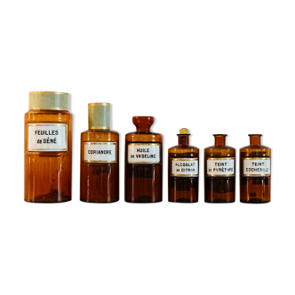Set of 6 apothecary bottles, early twentieth century