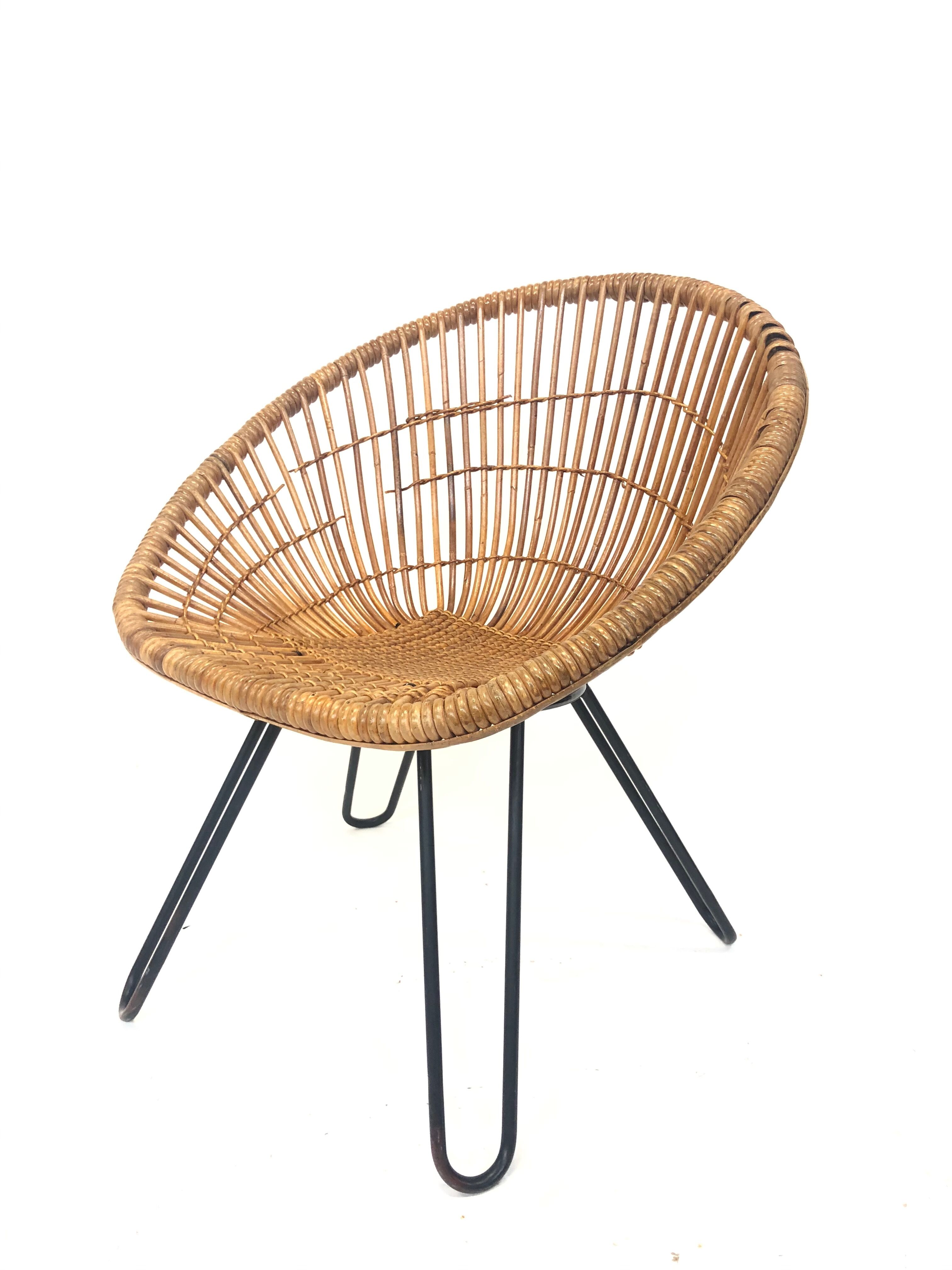Rohe Noordwolde rattan armchair, 1960, Netherlands