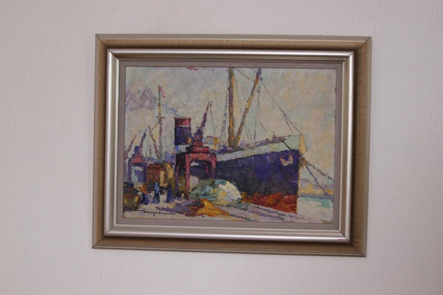 French Oil on Panel – “Port de Nice” by Elie Bernadac (1913–1999)