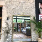 Mirror period early 19th structure in golden metal, mercury ice pricked 145/106cm