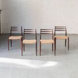 Set of 4 'model 78' dining chairs in rosewood by Niels Otto Moller