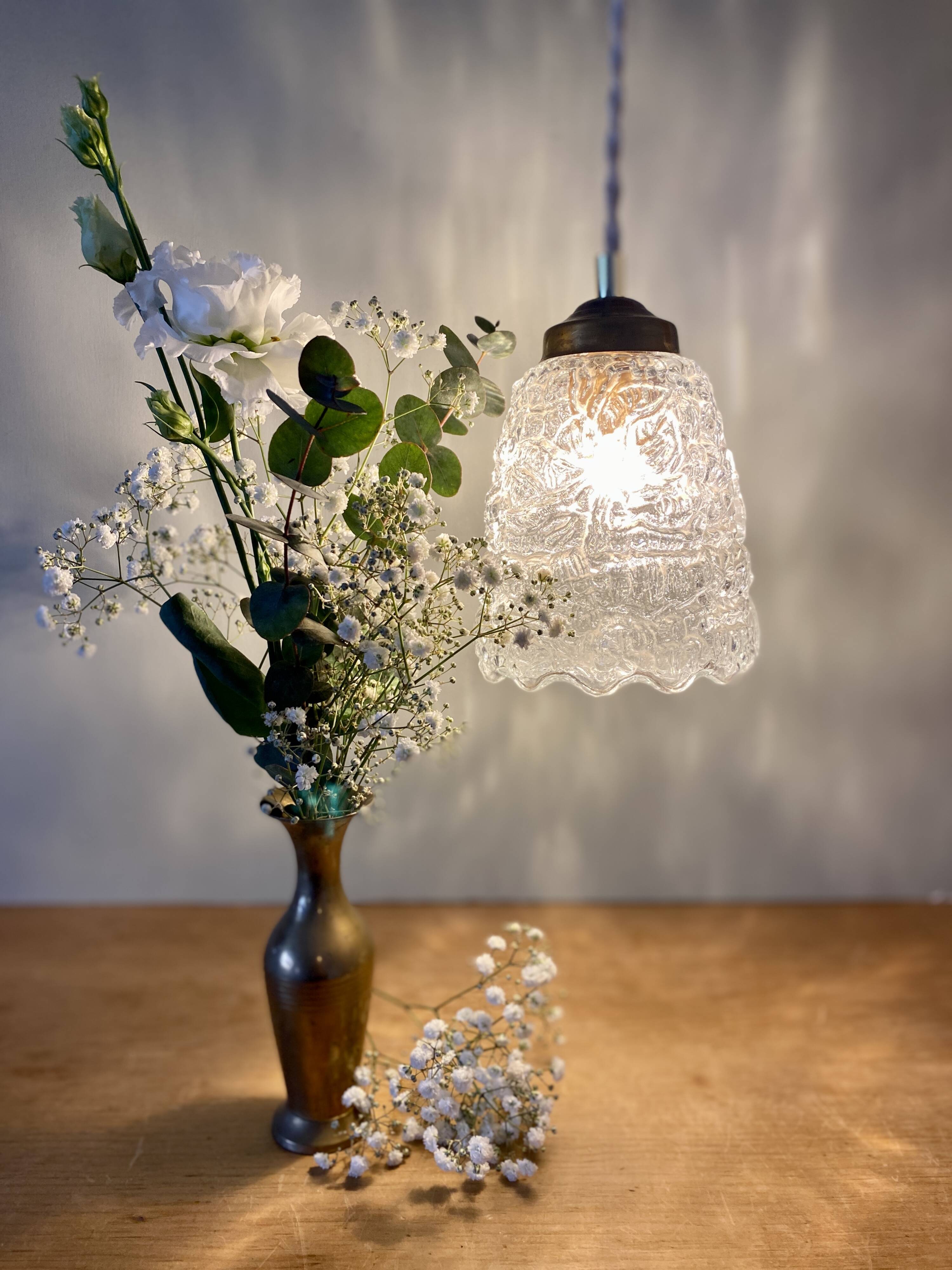 Vintage globe pendant in molded glass