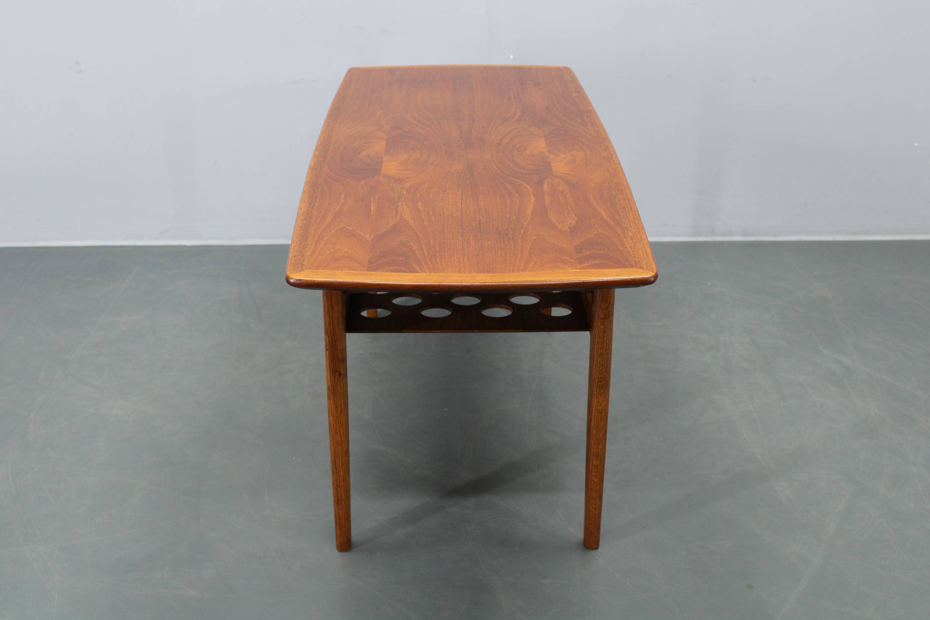 Danish midcentury coffee table with teak veneer and oak base, 1960s