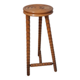 Pedestal table turned wooden stool vintage 50s