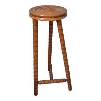 Pedestal table turned wooden stool vintage 50s