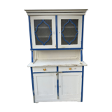 Vintage Glass & Painted Wood Kitchen Cupboard, 1930s