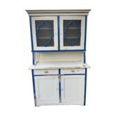 Vintage Glass & Painted Wood Kitchen Cupboard, 1930s