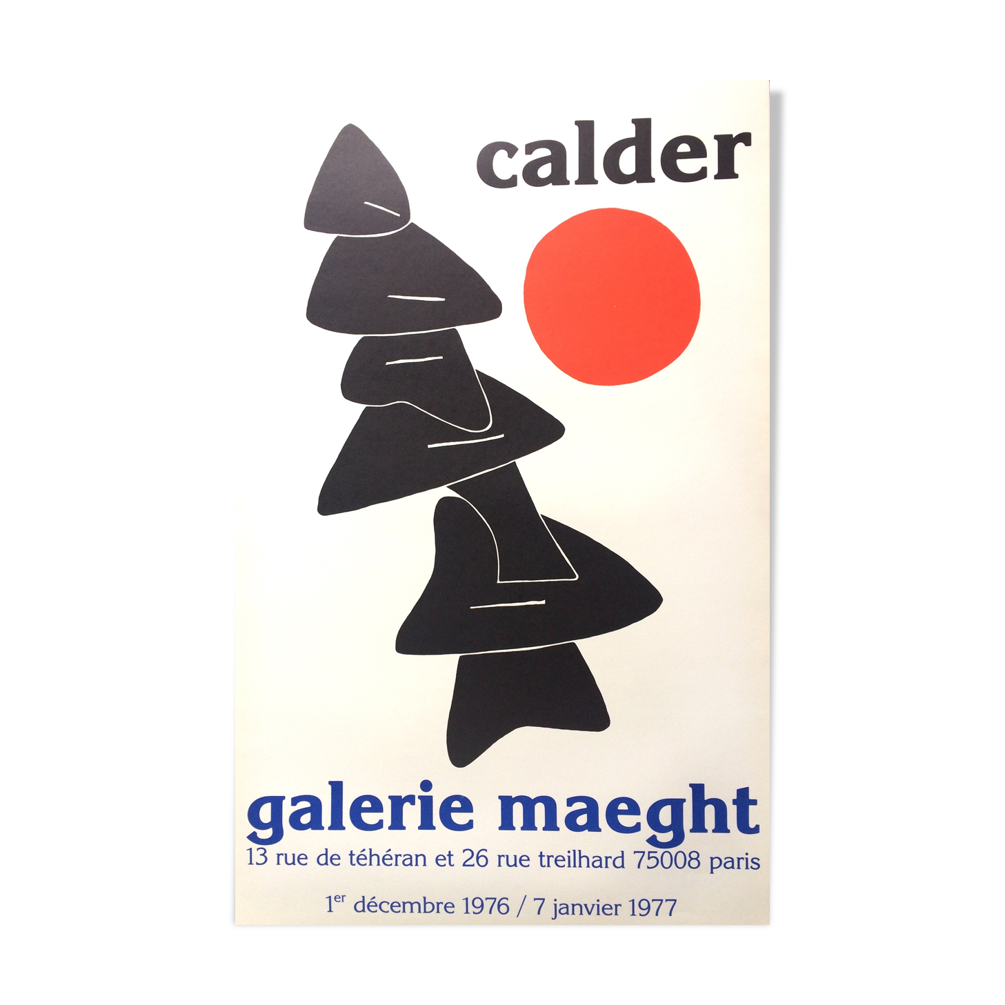 Calder, stabile noir et soleil rouge, 1976. affiche réalisée en lithographie originale