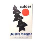 Calder, black stabile and red sun, 1976. poster made in original lithography