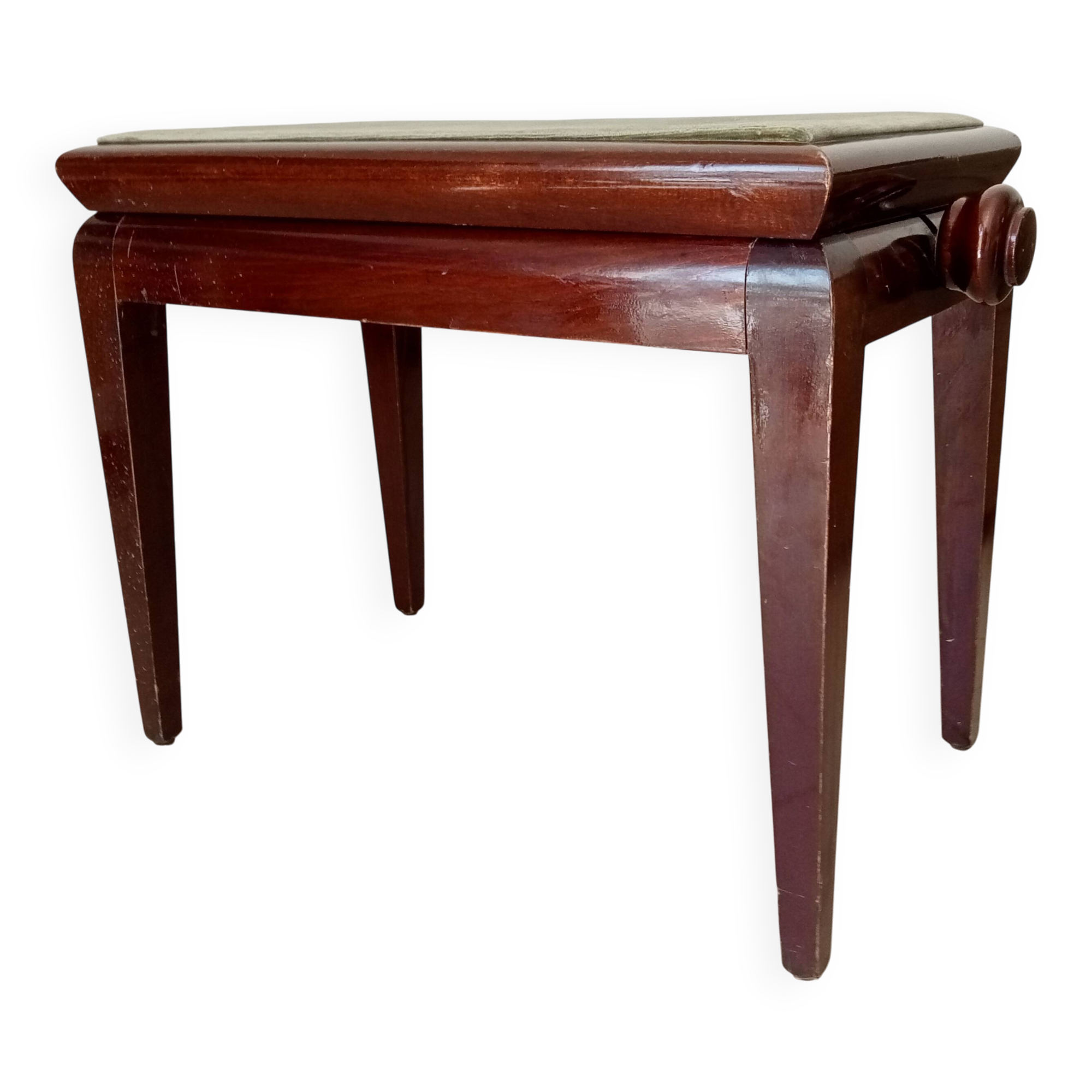 Tabouret de piano vintage en acajou massif années 60