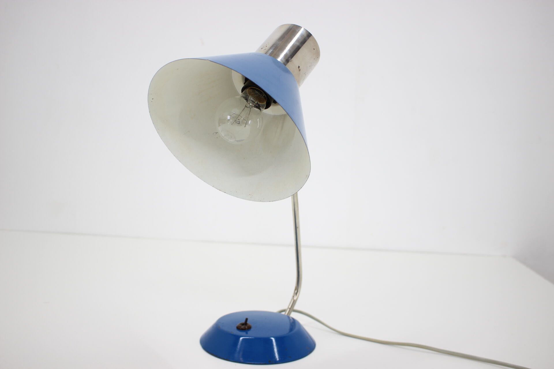 1950s vintage blue table lamp Czechoslovakia