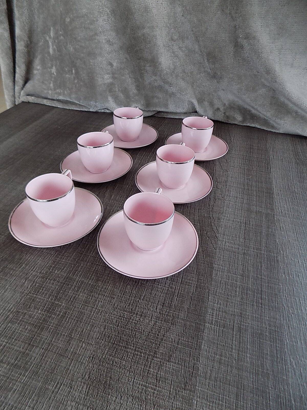 Powder pink cups and saucers