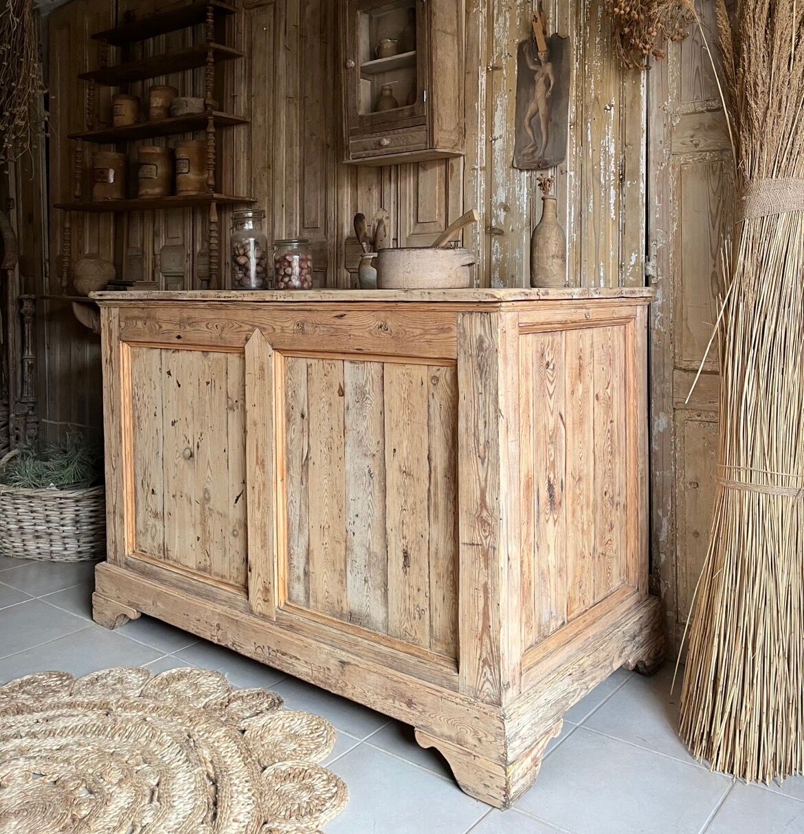 Old solid pine counter