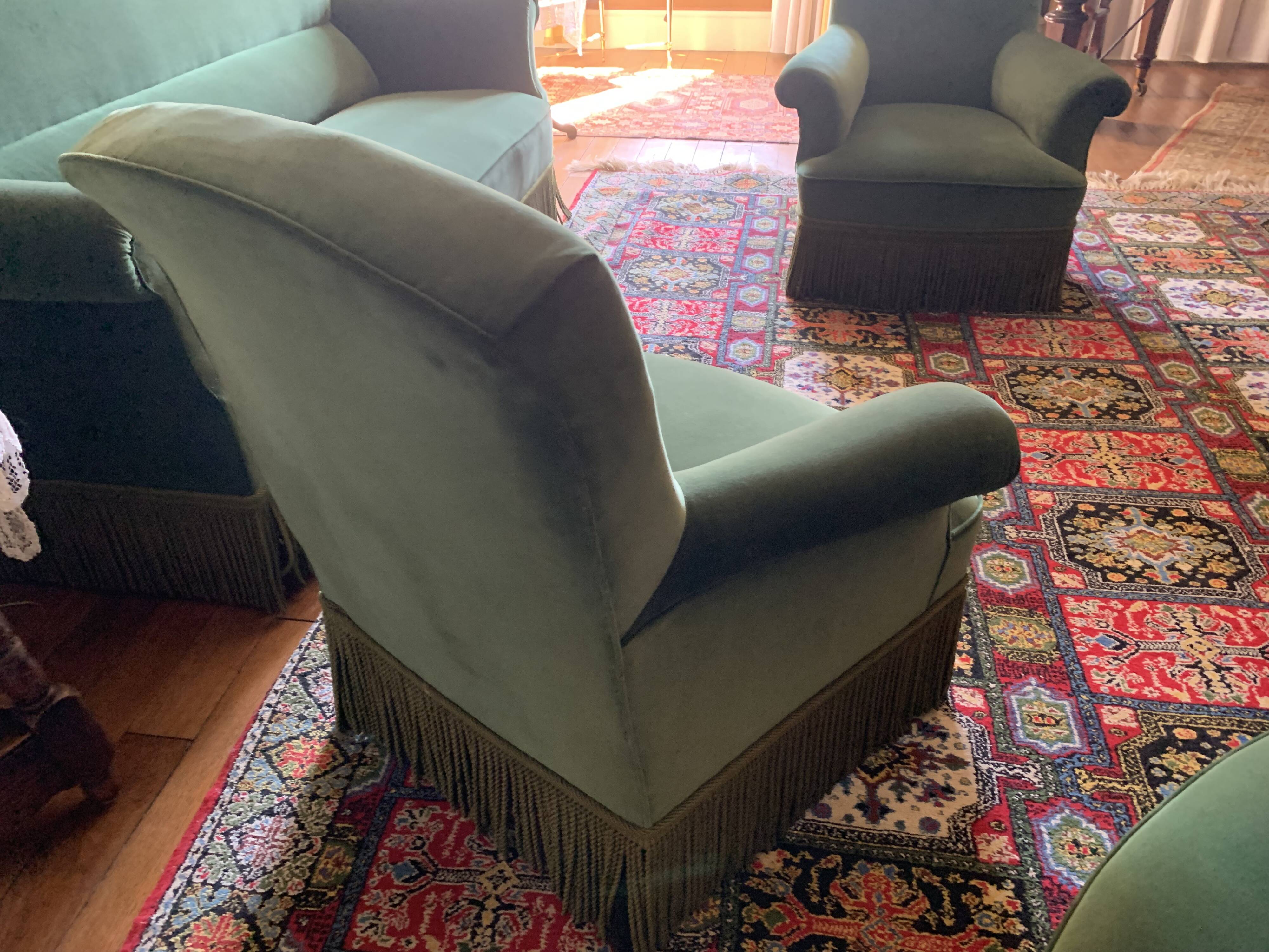 canapé et 2 fauteuils en velours