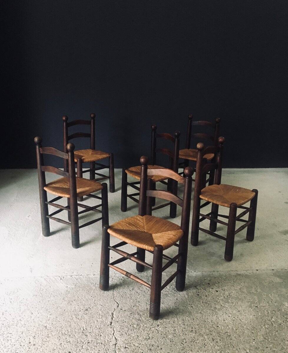 French Provincial Dining Chairs by Charles Dudouyt, France, 1940s, Set of 6