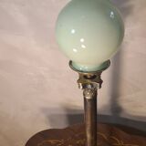 bronze lamp Corinthian column green opaline superb 52x13 cm