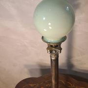 lampe bronze colonne corinthienne opaline verte superbe 52x13 cm