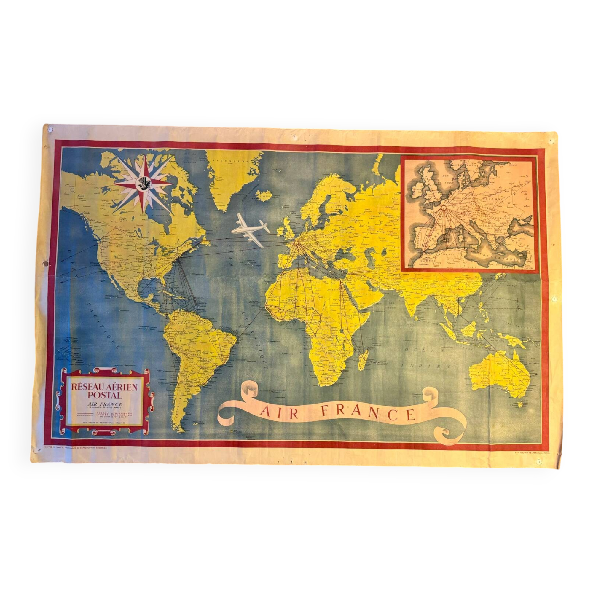 Air France Postal Air Network Map from 1948