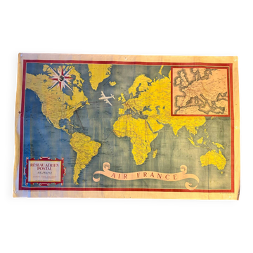 Air France Postal Air Network Map from 1948