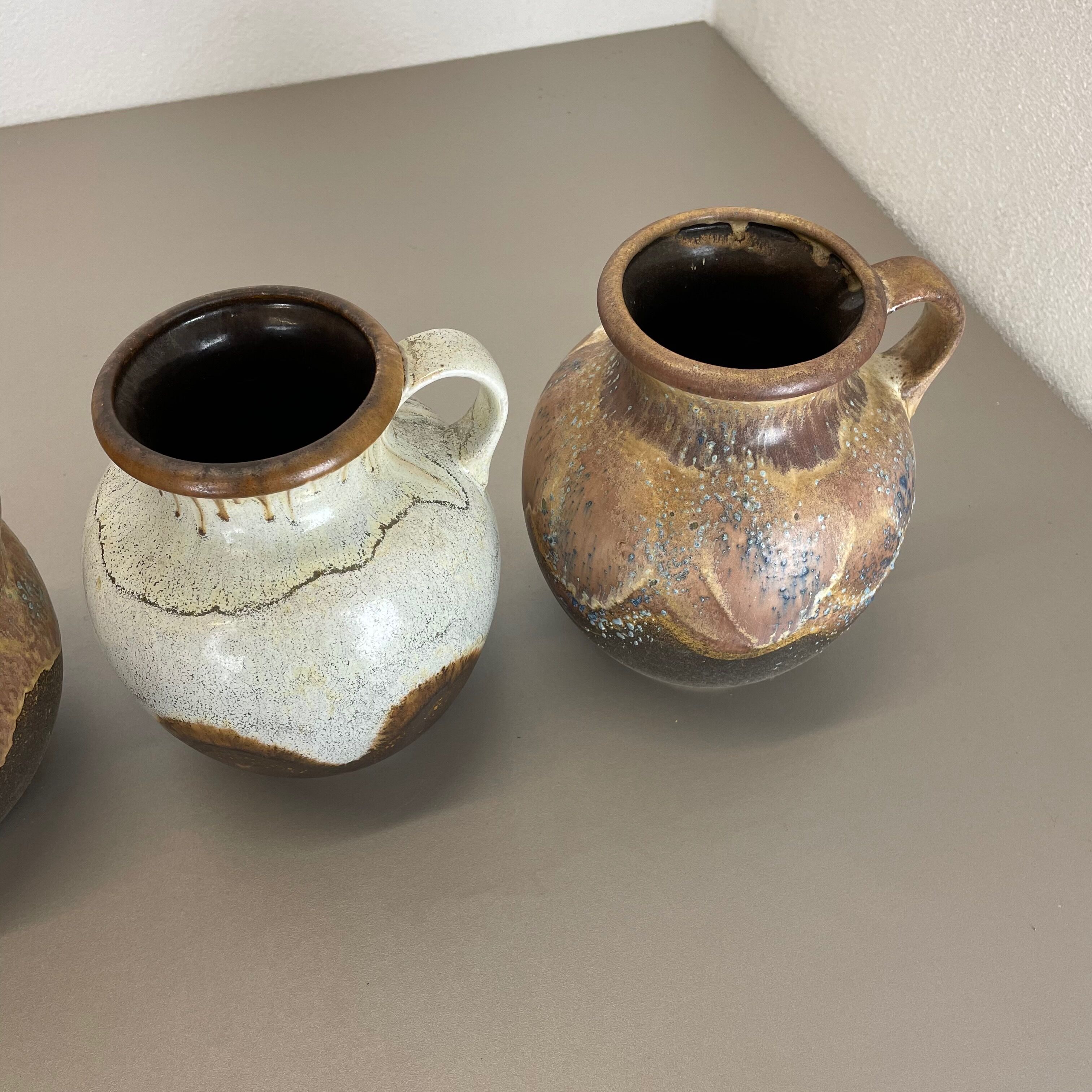 Set of 3 Rare Ceramic Pottery "Lava" Vases by Dümler and Breiden, Germany, 1960s