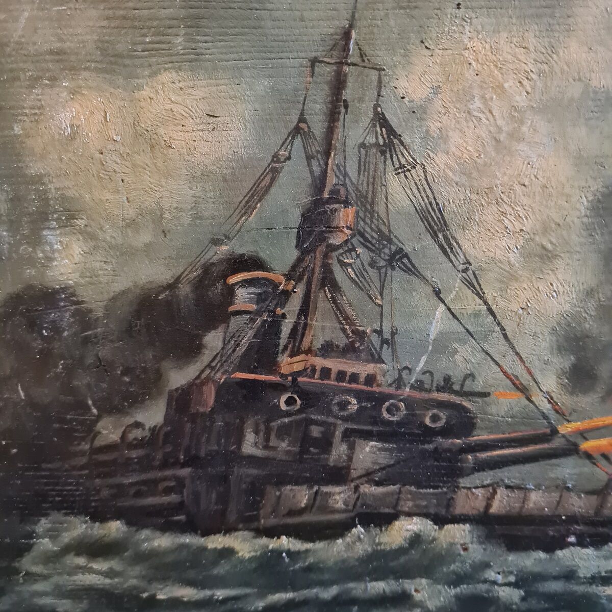 French WW1  Painting signed Amand and dated 1914