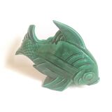 Green ceramic fish lejan art deco width 40 cm