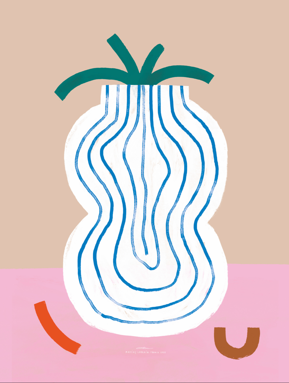 Wall poster vase blue lines 30cm*40cm