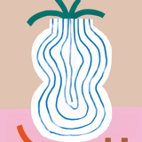 Wall poster vase blue lines 30cm*40cm