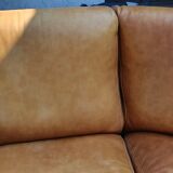 Corner sofa Roche Bobois camel leather 1980.