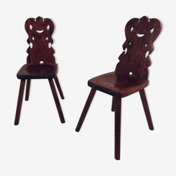 Pair of chairs brutaliste montagne 1960