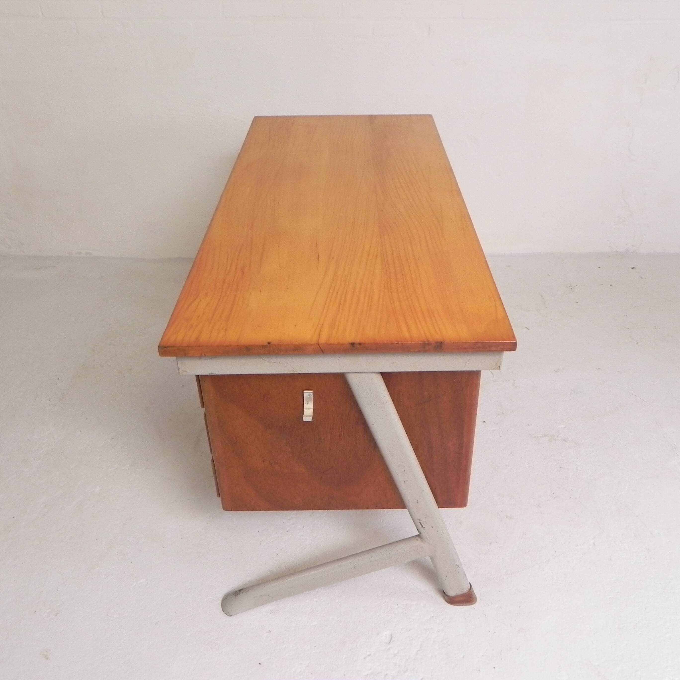 Industrial desk with 2 drawer units, 1960s.