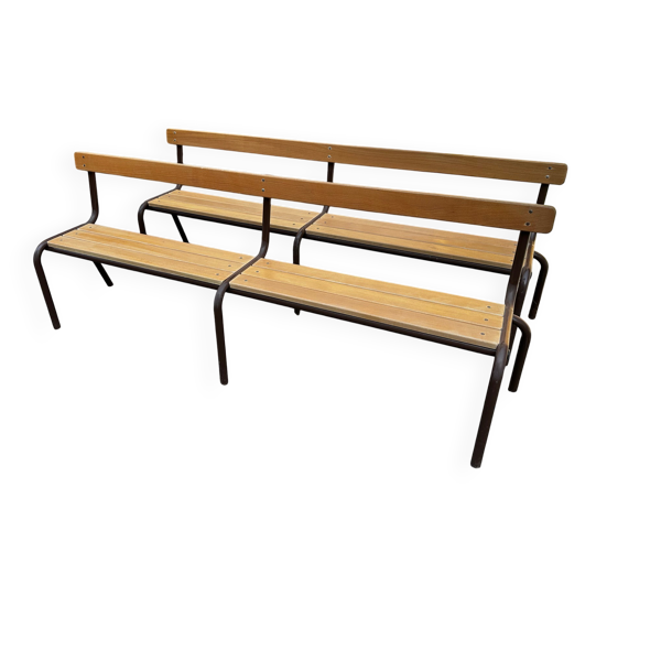 Paire de bancs d'école