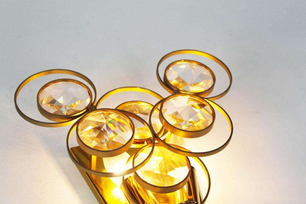 Polished brass and crystal glass wall lamp by Palwa, Germany 1960s