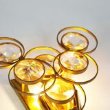 Polished brass and crystal glass wall lamp by Palwa, Germany 1960s