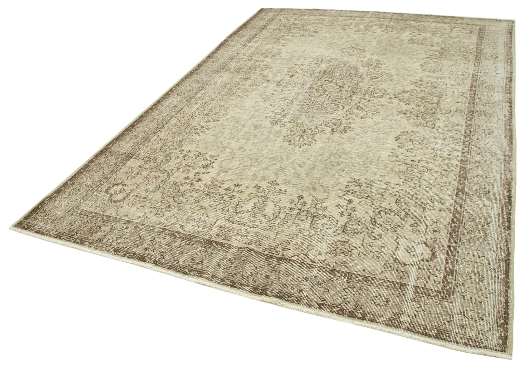 Handmade unique oriental beige rug 202 cm x 313 cm