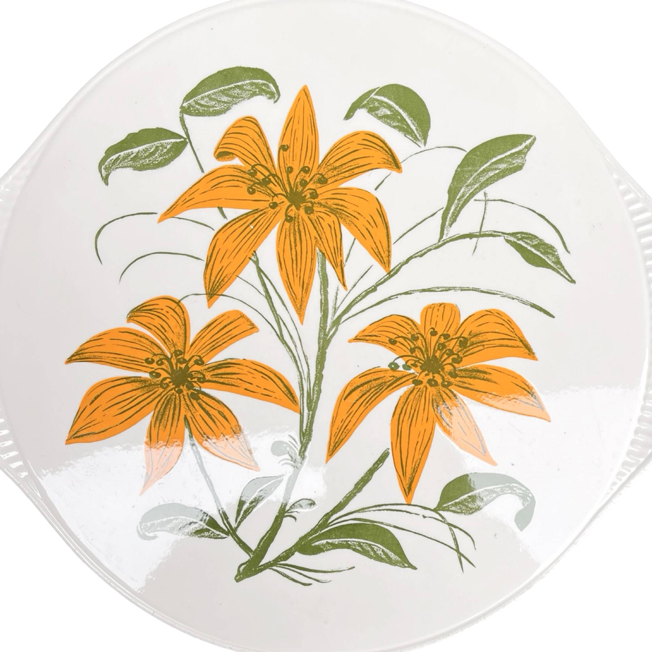 Plat à motifs floraux Edelkeramik Grünstadt, Allemagne des années 1960, style Mid-Century Modern