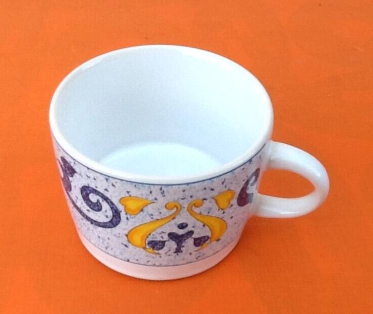 Two Real Stoneware Coffee Cups / Saucers