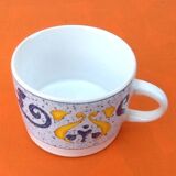Two Real Stoneware Coffee Cups / Saucers