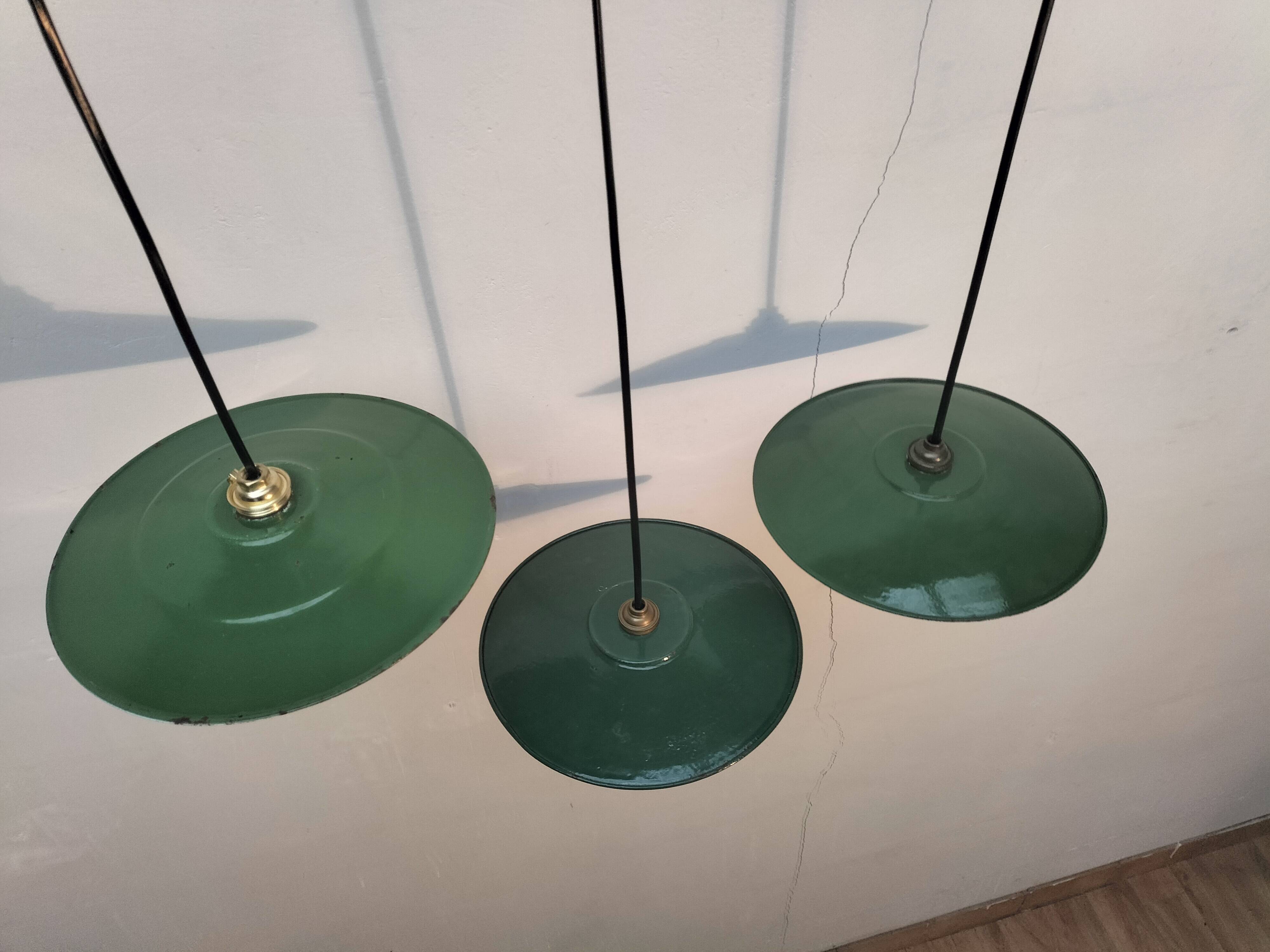 Set of 3 enameled sheet metal pendants