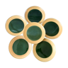 Set of 6 flat plates in green enamel ceramic salins model "capvern" years 60-70