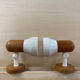 Pair of wall lights in pine and white metal 1980