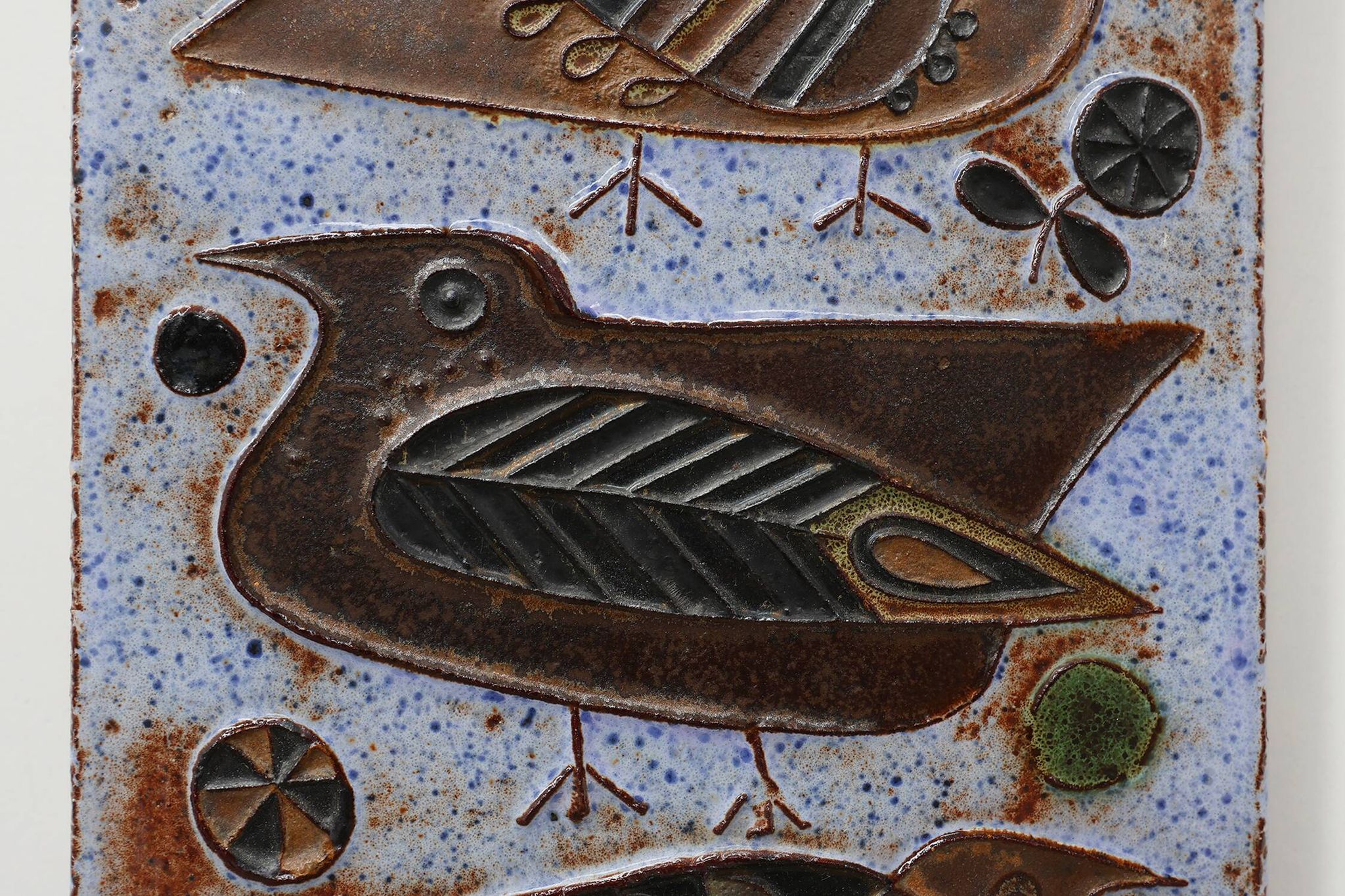 Mid‑Century Ceramic Wall Panel with Stylized Birds by Amphora, Belgium, ca.