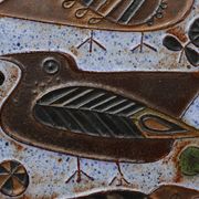 Mid‑Century Ceramic Wall Panel with Stylized Birds by Amphora, Belgium, ca.
